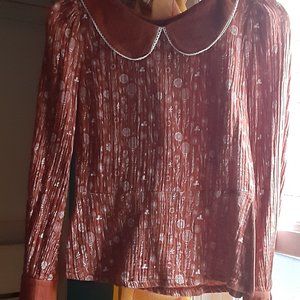 Rare!*Revintara Ginevra Blouse* Peter Pan Collar *Handmade In Poland* size Small